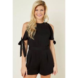 NEW Black Tie Sleeve Romper Playsuit Large